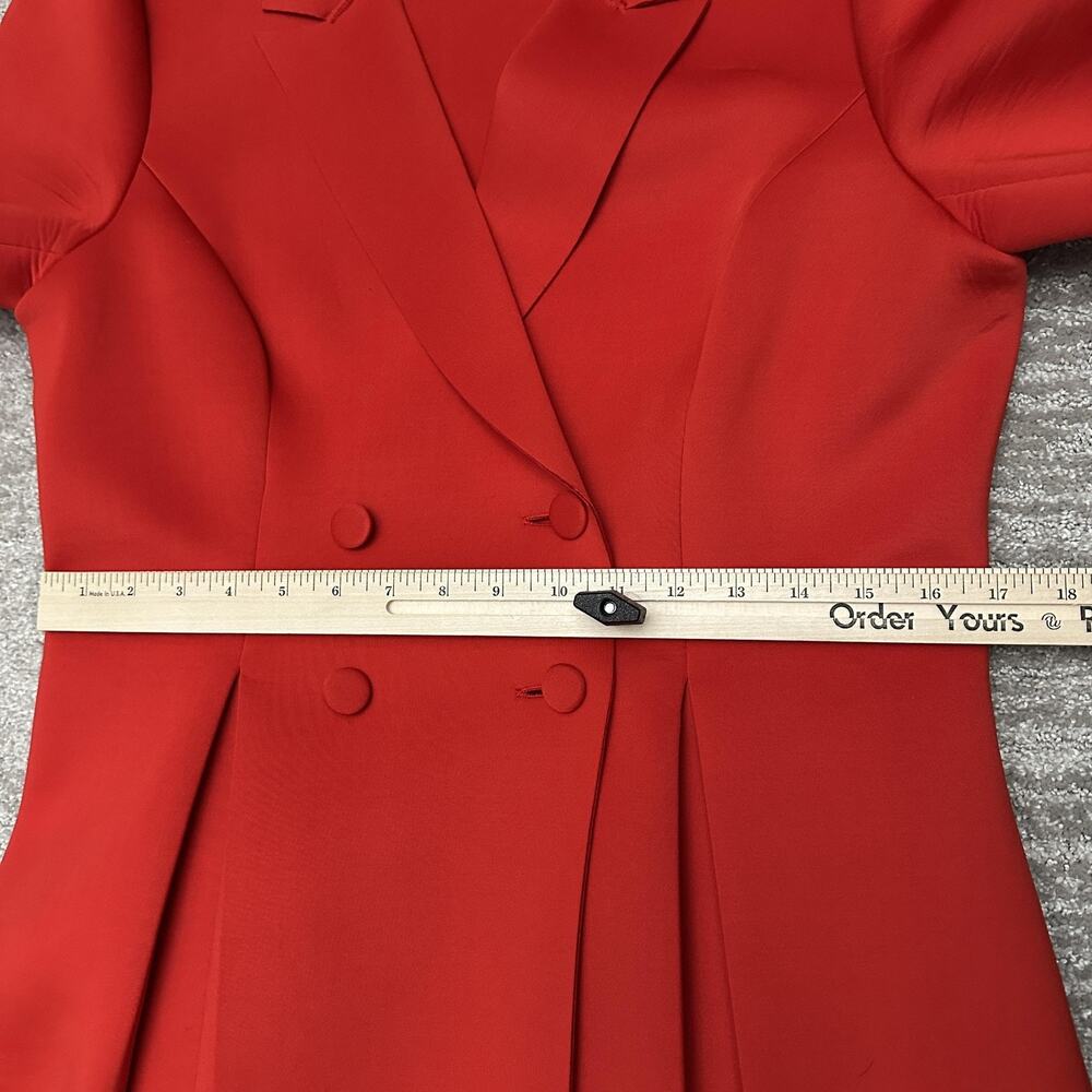 Badgley Mischka Dress Womens 16 Red Fit & Flare Jacket Pleated Short Sleeve - Picture 10 of 13